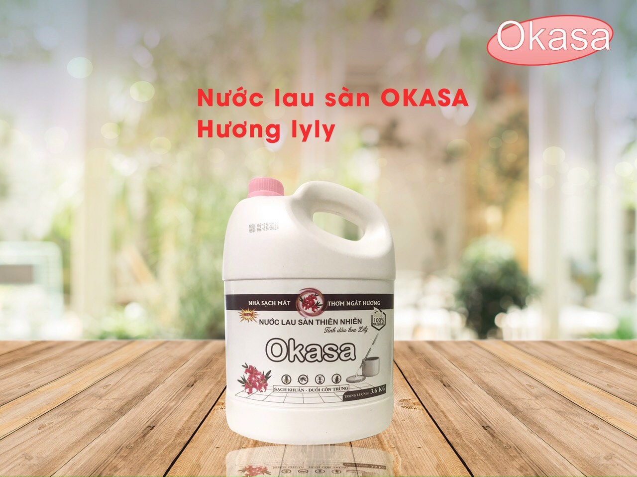 Nước lau sàn Okasa can 3,6Lít hương chanh sả lyly