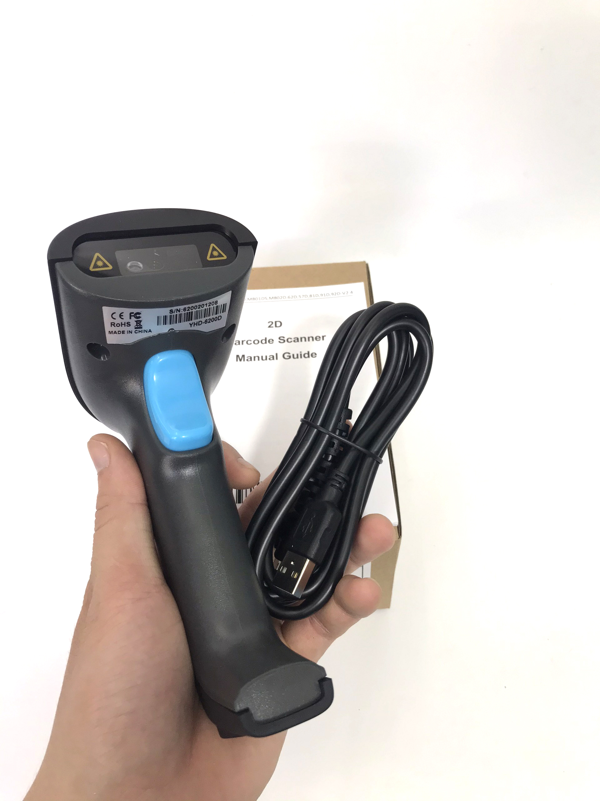 Máy quét mã vạch có dây YHD 6200D 2D, Máy đọc mã vạch Barcode Qrcode, Đầu đọc mã vạch có dây kết nối Máy tính bàn, Laptop - Hàng nhập khẩu