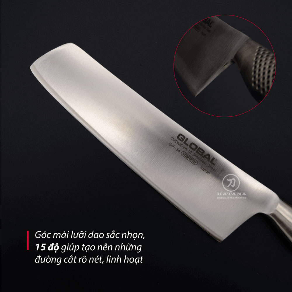 Dao bếp Nhật cao cấp Global GF36 Nakiri - Dao thái rau củ (200mm) - Dao bếp Nhật chính hãng