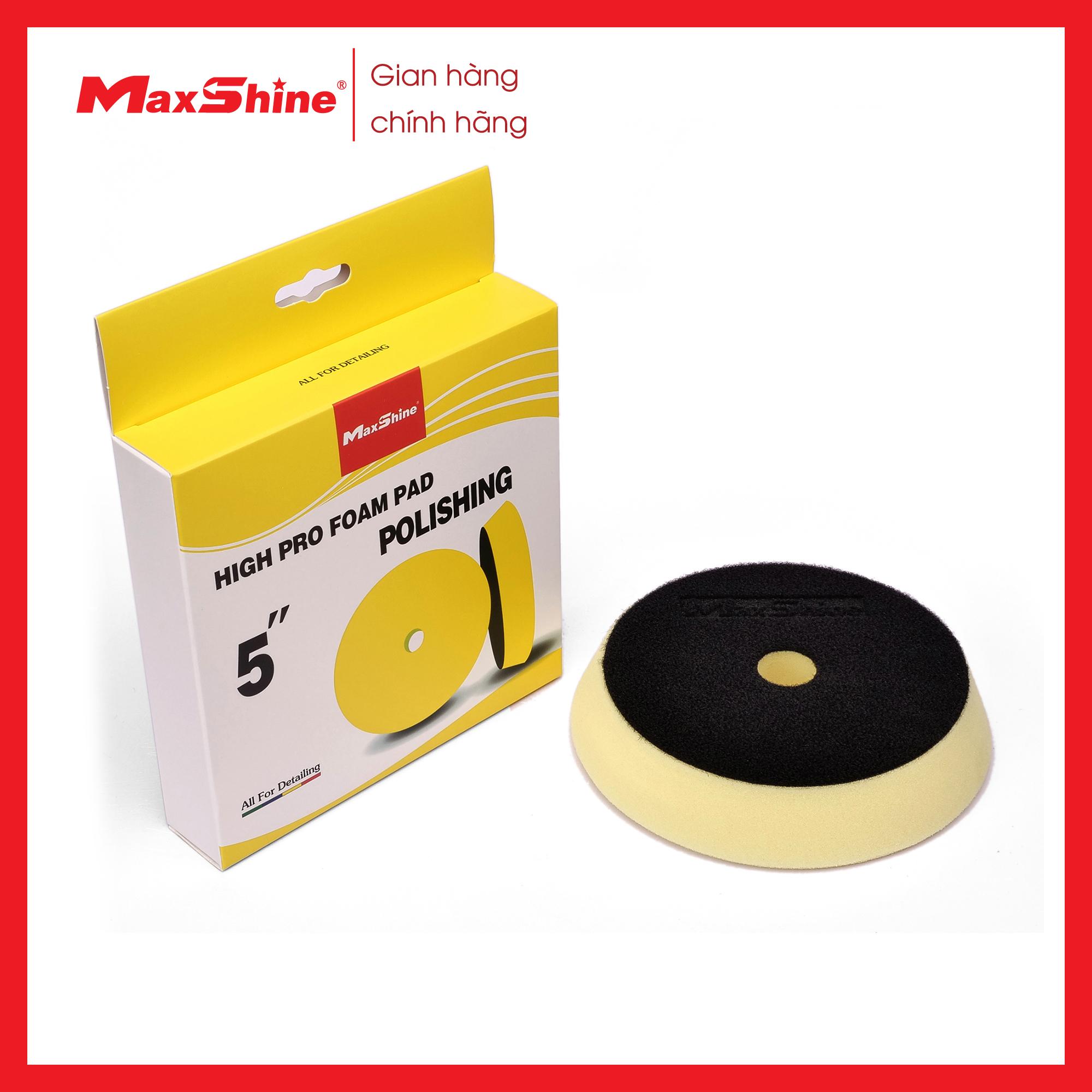 Phớt xốp/mút đánh bóng bước 2 màu vàng 5.2 inch Maxshine 2022155Y được làm từ xốp màu vàng, có khả năng chống rách cao và chống ăn mòn bởi hóa chất