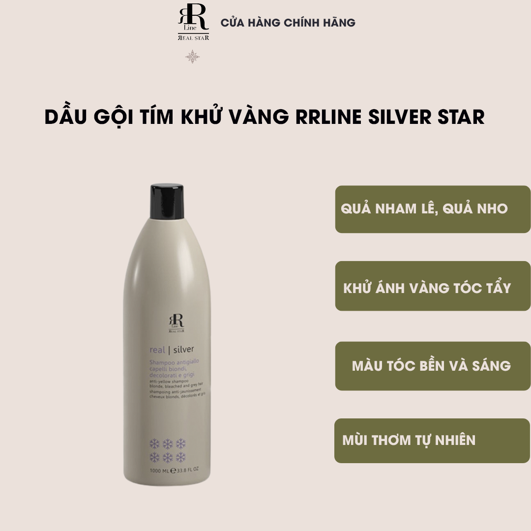 Dầu gội tím khử vàng chăm sóc và làm sáng màu tóc RRline Therapy Sliver Shampoo 1000ml