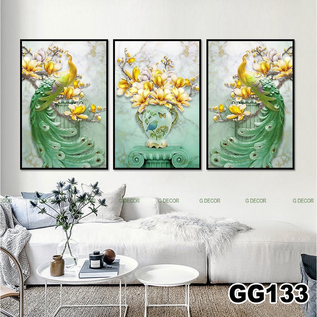 Tranh treo tường canvas 3 bức phong cách hiện đại Bắc Âu 126, tranh anime trang trí phòng cho bé, phòng khách, phòng ngủ