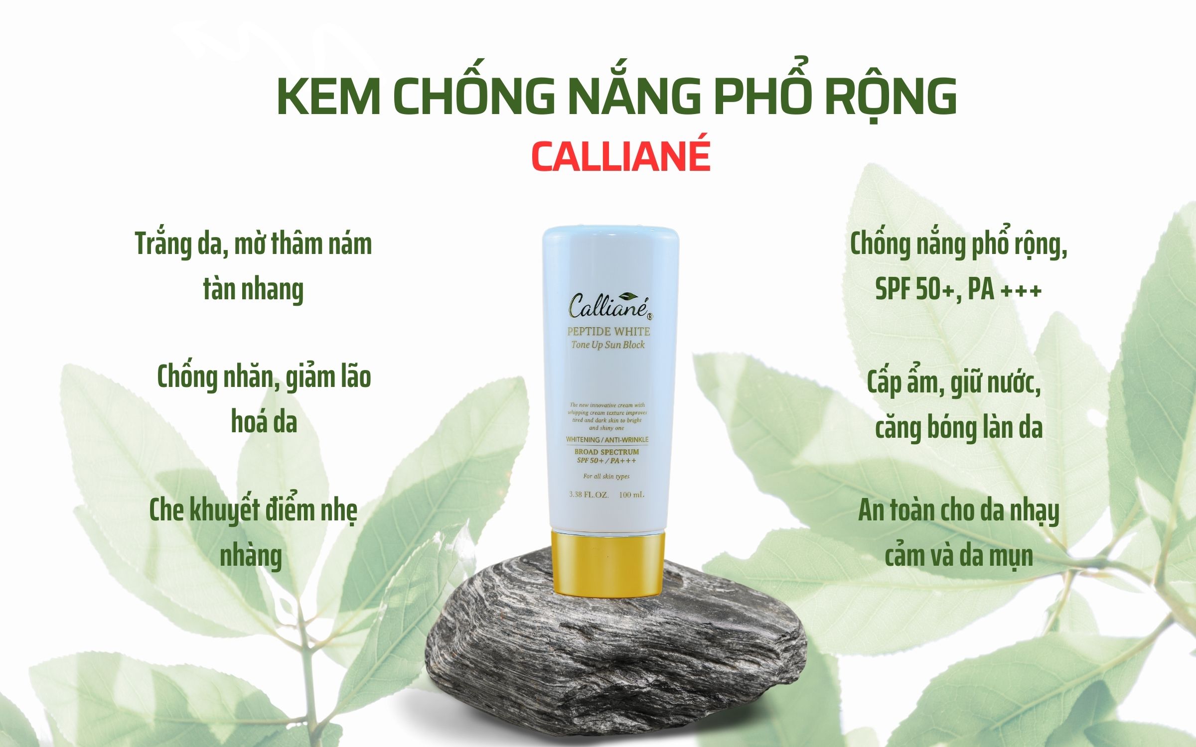 Kem Chống Nắng Phổ Rộng Dưỡng Trắng Chống Nhăn Calliané Hàn Quốc