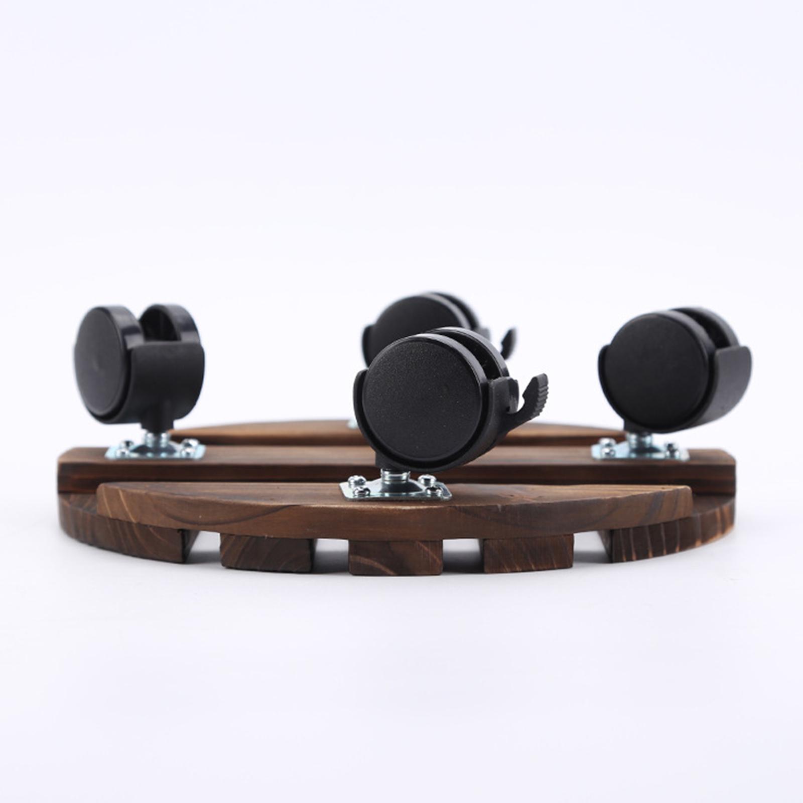 2X Rolling Plant Stand Caddy Round Flower Pot Trolley Stand With Wheels 35cm