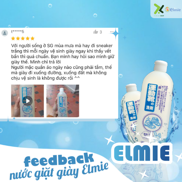 Nước giặt giày thể thao Elmie - 500ml (Hàng nội địa Nhật bản)