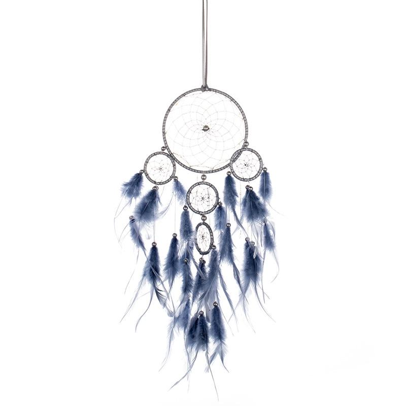 Dreamcatcher Bằng Sắt Đính Lông Vũ Và Ngọc Trai Tinh Tế Trang Trí Nội Thất Tặng Kèm Móc Treo Dán Tường