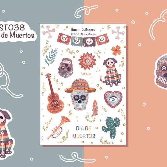 Sticker tự thiết - sticker sheet dia de muertos - hình dán sổ, nhật kí bullet journal - unim021