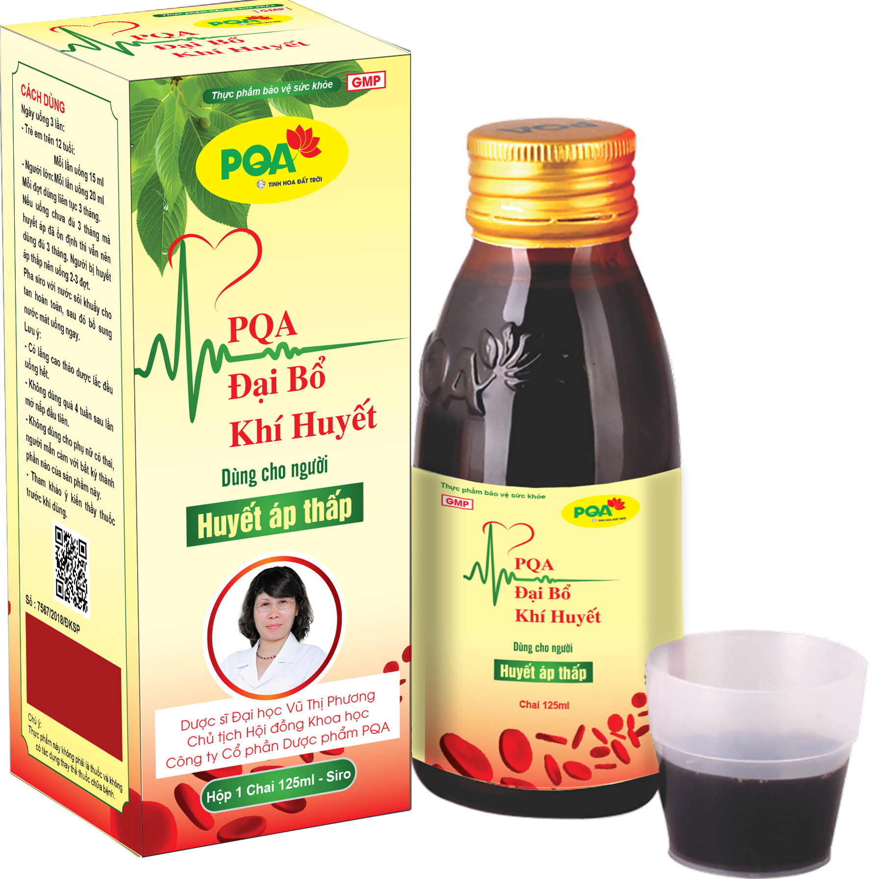 Đại Bổ Khí Huyết PQA Thành Phần Từ Thiên Nhiên Hỗ Trợ Bổ Huyết, Tăng Huyết Áp Dùng Cho Người Huyết Áp Thấp Hộp 125ml