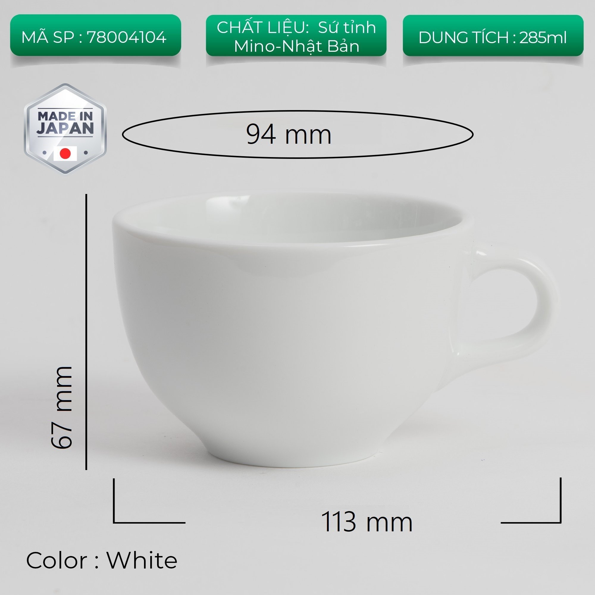 Ly sứ Origami Latte Bowl 285ml uống trà cà phê