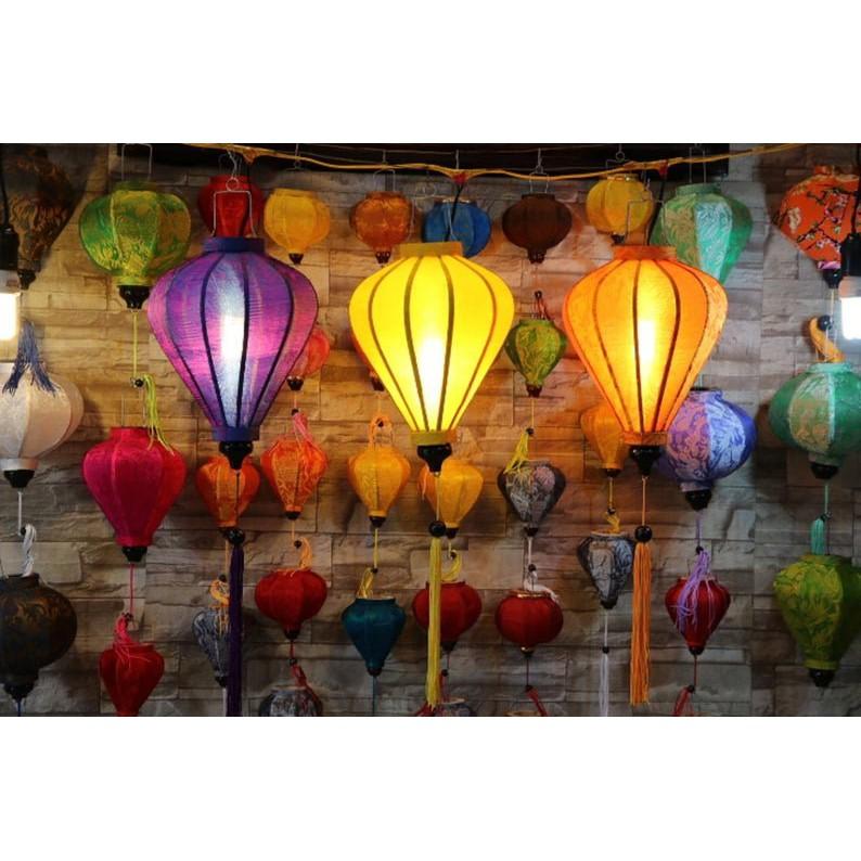 Đèn lồng HỘI AN vải lụa30cm kiểu củ tỏi 100F30
