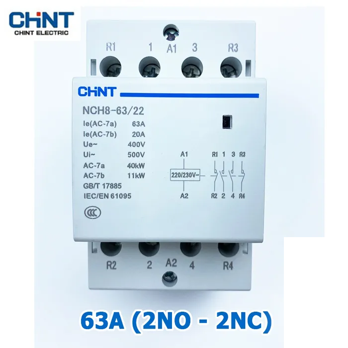 Khởi động từ contactor 4P CHINT, LW 2NO-2NC và 4NO 400V 63A