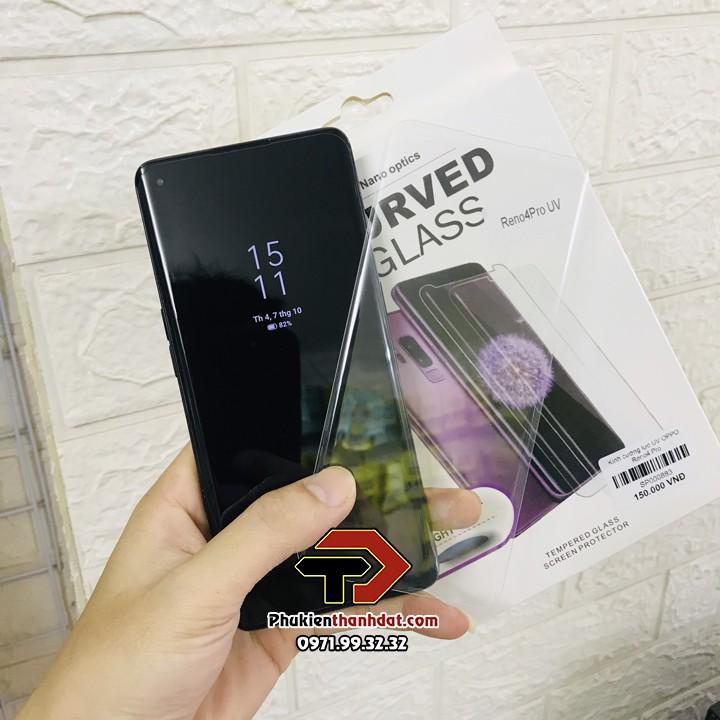 Tấm kính cường lực trong suốt full keo UV dành cho OPPO Reno4 Pro