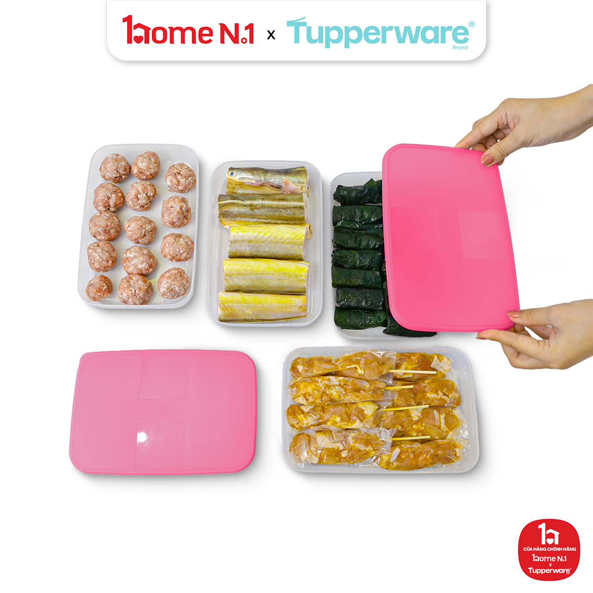 Bộ 4 Hộp Đựng Thực Phẩm Tupperware Trữ Đông Gen I Medium 650ml dẹp