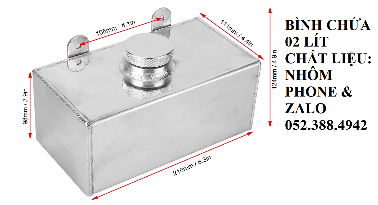 Thùng chứa dung dịch rửa kính xe hơi.  Chất liệu: NHÔM. Dung tích: 02 LÍT.  English.  Car Washers Wash Bottle.  Aluminium Windscreen Wash Bottle 2L Polished Intercooler Spray Tank Universal Car Parts.