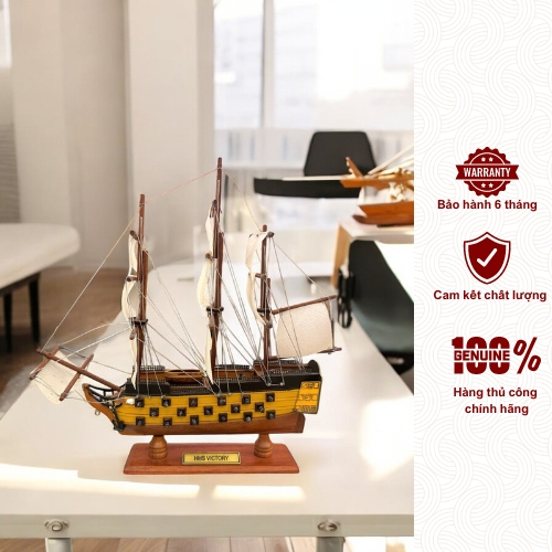 Mô hình thuyền gỗ HMS VICTORY kích thước nhỏ 20cm, thuyền gỗ phong thủy, mô hình trang trí, decor phòng học