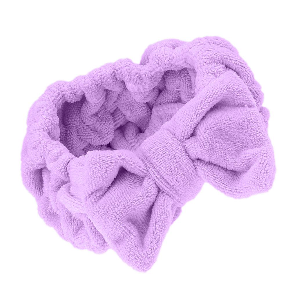 Bowknot Makeup Cosmetic Shower Bath Spa Elastic Hair Band Headband Purple