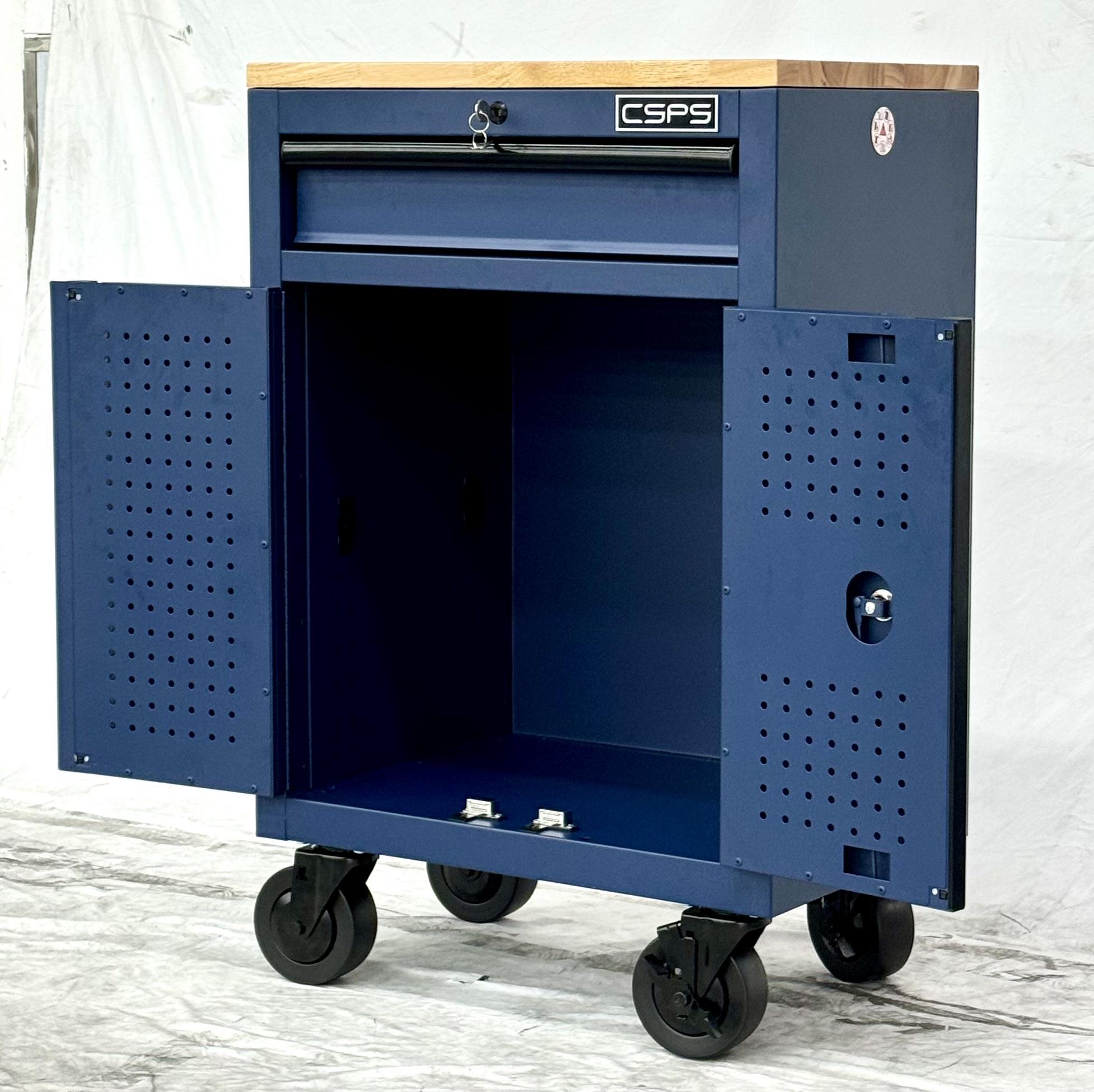 Tủ dụng cụ CSPS 61cm - 01 hộc kéo màu xanh dương kèm bánh xe, ván gỗ