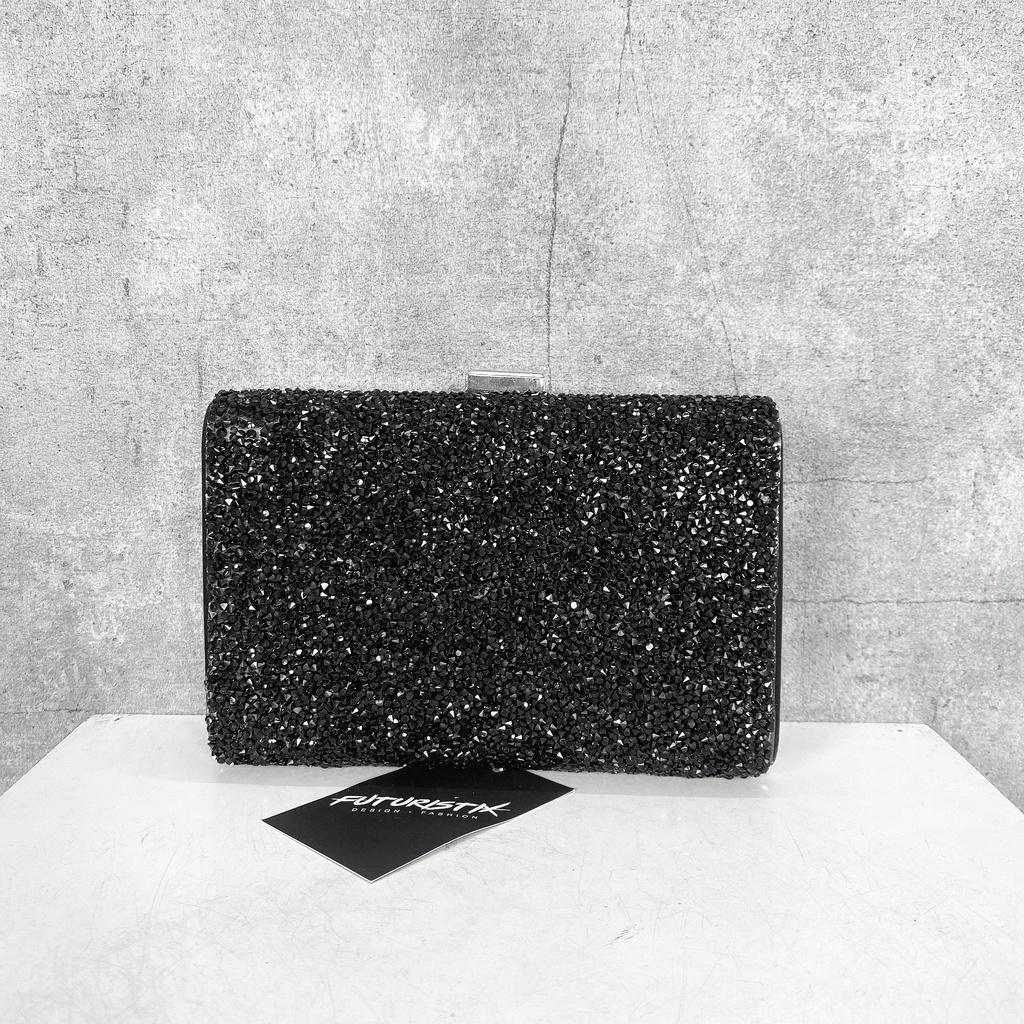 Clutch đính đá lấp lánh, túi đá bling đen, trắng siêu xinh PK081, PK082 FuturistiX