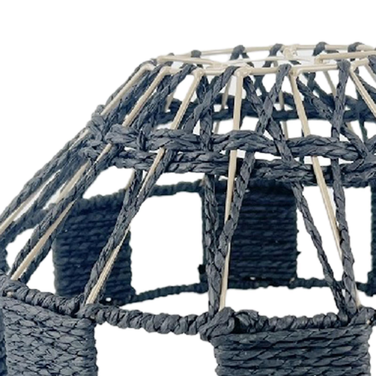 Retro Style Pendant Lamp Shade, Paper Rope Hanging Light Fixture Ceiling Light Shade Woven Chandelier Cover for Living Room Teahouse Bedroom