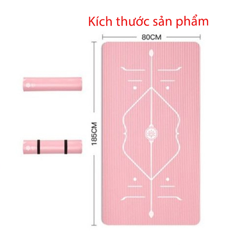 Thảm Tập Yoga TPE 8mm Định Tuyến, Thảm Dày Dặn, Chống Trơn Trượt, Thấm Hút Mồ Hôi, Đường Định Tuyến In Rõ Nét