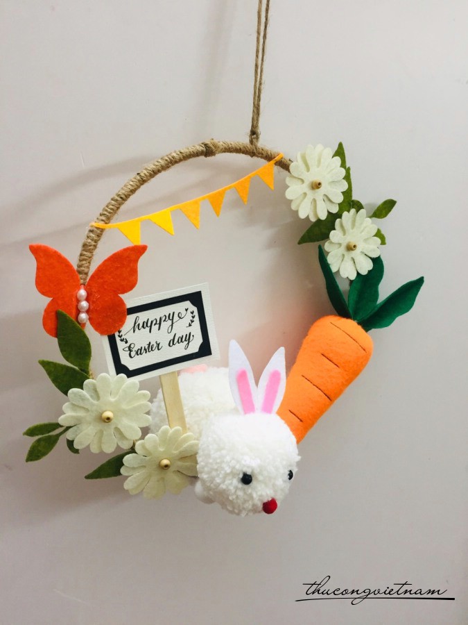Vòng treo thỏ xù bombom 21cm