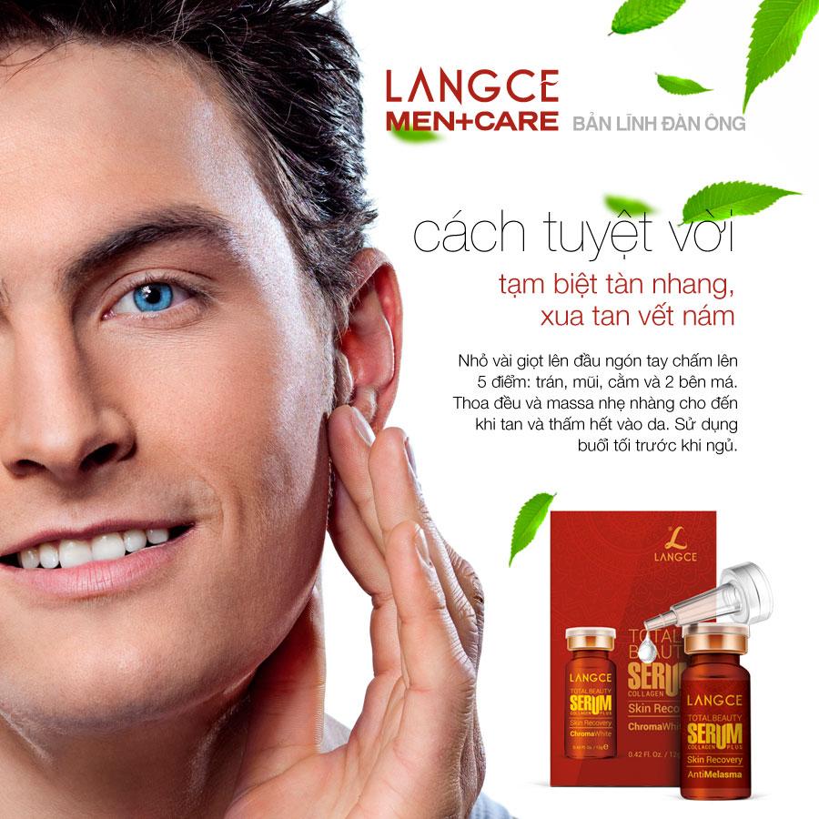 TOTAL BEAUTY SERUM COLLAGEN+ TẢO BIỂN ĐỎ GIẢM NÁM - TÀN NHANG - ĐỒI MỒI 12ml - HỘP ĐỎ LANGCE DÀNH CHO NAM
