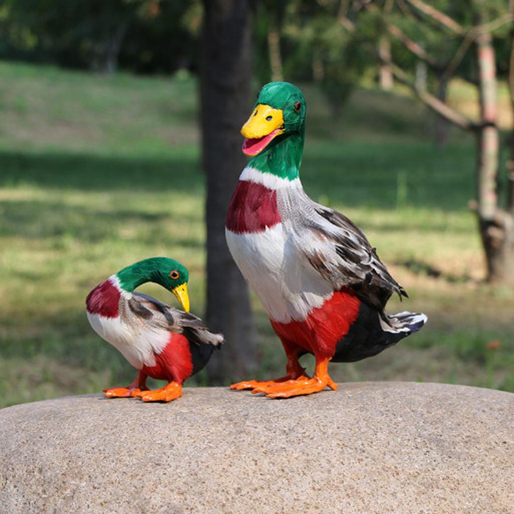 2xRealistic Duck Ornament Decoy Home Garden Water Pond Decor Mallard Duck S