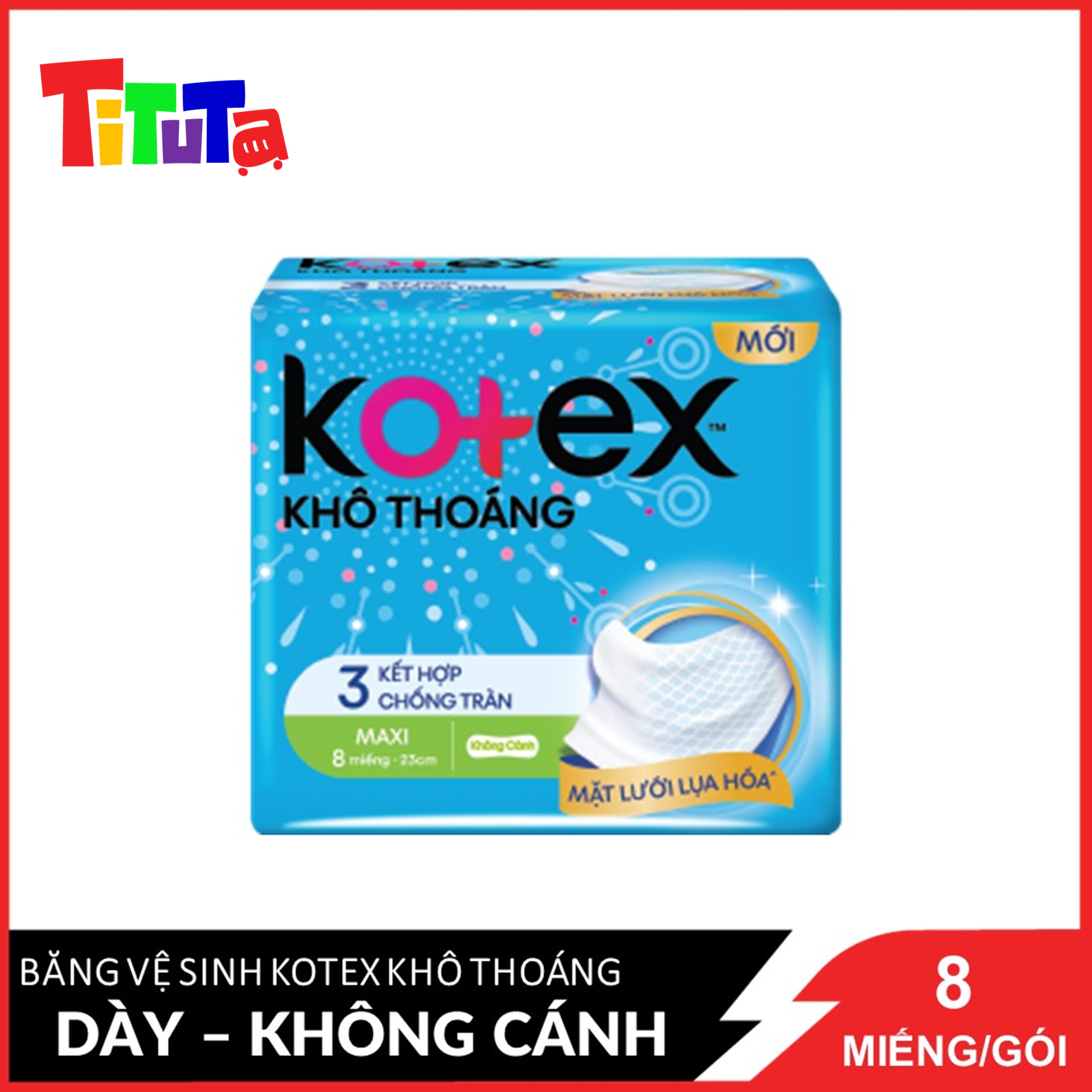 Băng Vệ Sinh Kotex Khô Thoáng 23cm Dày Không Cánh 8 Miếng