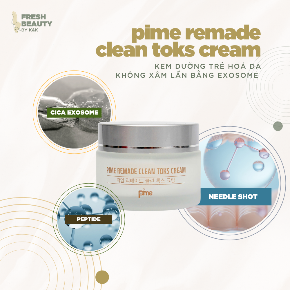 Kem trẻ hóa da Pime Remade Clean Toks Cream, hỗ trợ ngăn lão hóa, phục hồi da, tăng sinh collagen, làm sáng da 50g