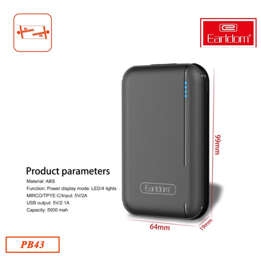 Sạc Dự Phòng Earldom dung lượng 5.000mAh PB - 43-Hàng chính hãng