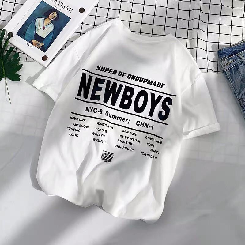 Áo thun tay lỡ form rộng họa tiết NEW BOY - Unisex nam nữ đều mặc được
