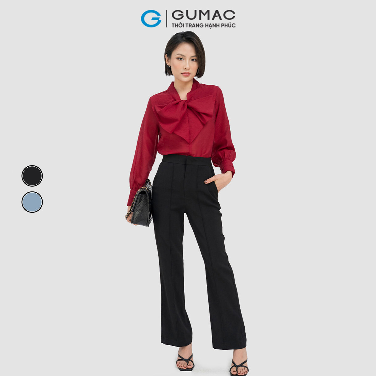 Quần tây nữ ống loe chiết ly tôn dáng thanh lịch GUMAC QD04030