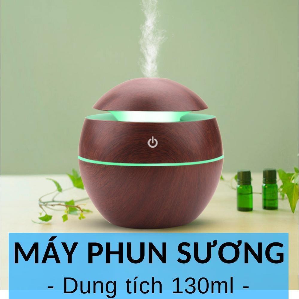 Máy xông tinh dầu hình cầu màu vân gỗ mi ni tiện dụng