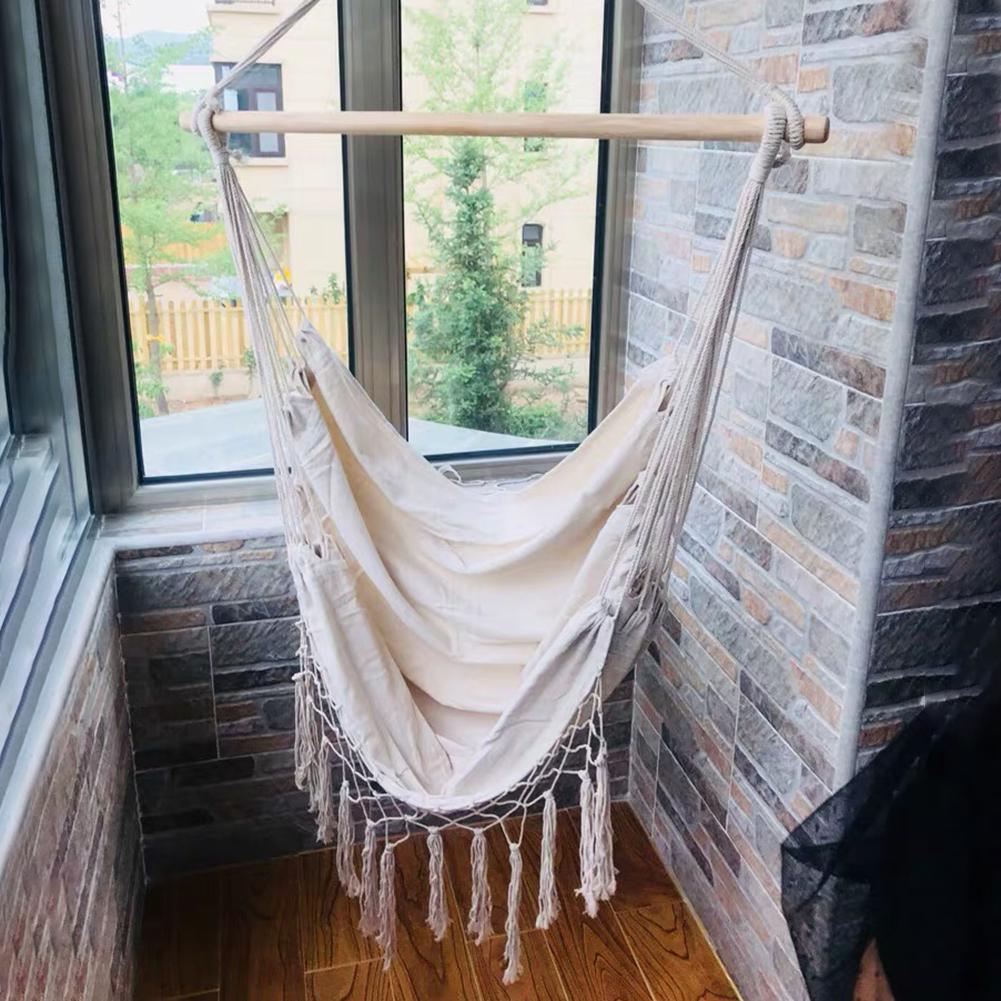 Phong Cách Bắc Âu Trắng Tua Rua Võng Ngoài Trời Trong Nhà Vườn Ký Túc Xá Phòng Ngủ Treo Ghế Đu Đưa Đơn An Toàn Võng Trang Sức Giọt