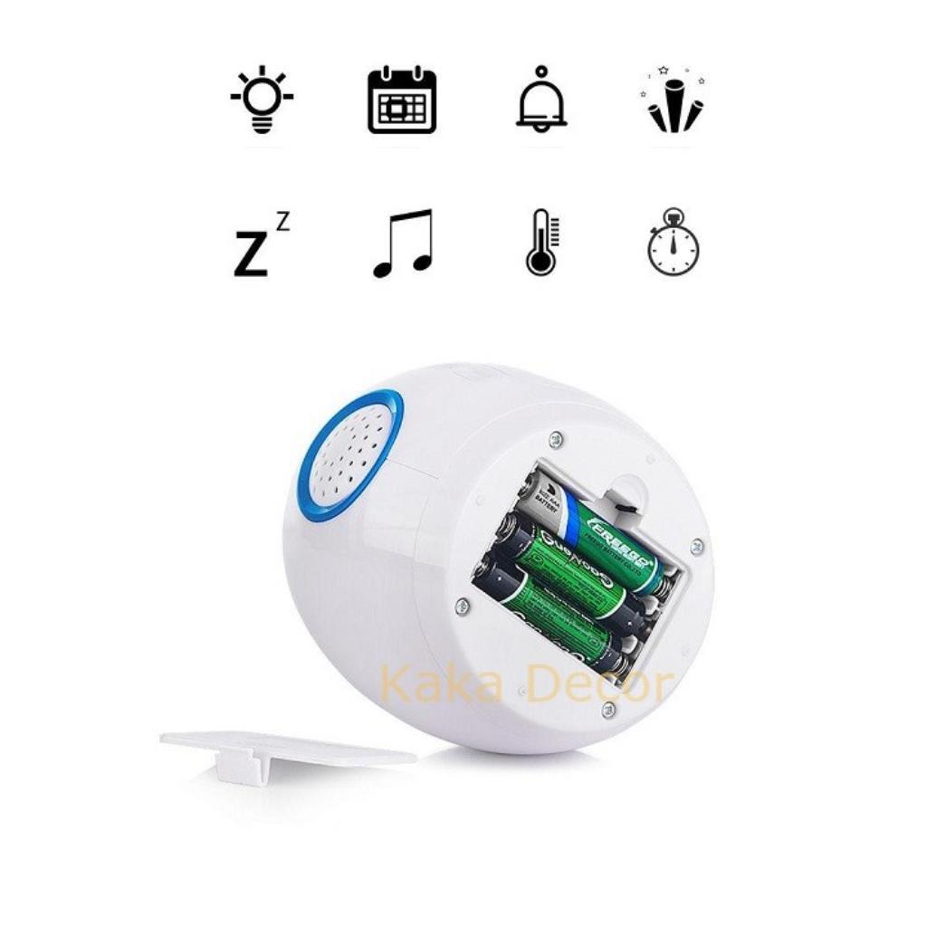 Đồng hồ báo thức để bàn mini đẹp điện tử có led có phát nhạc và chiếu ánh sáng hình ngôi sao kiêm đèn ngủ cao cấp