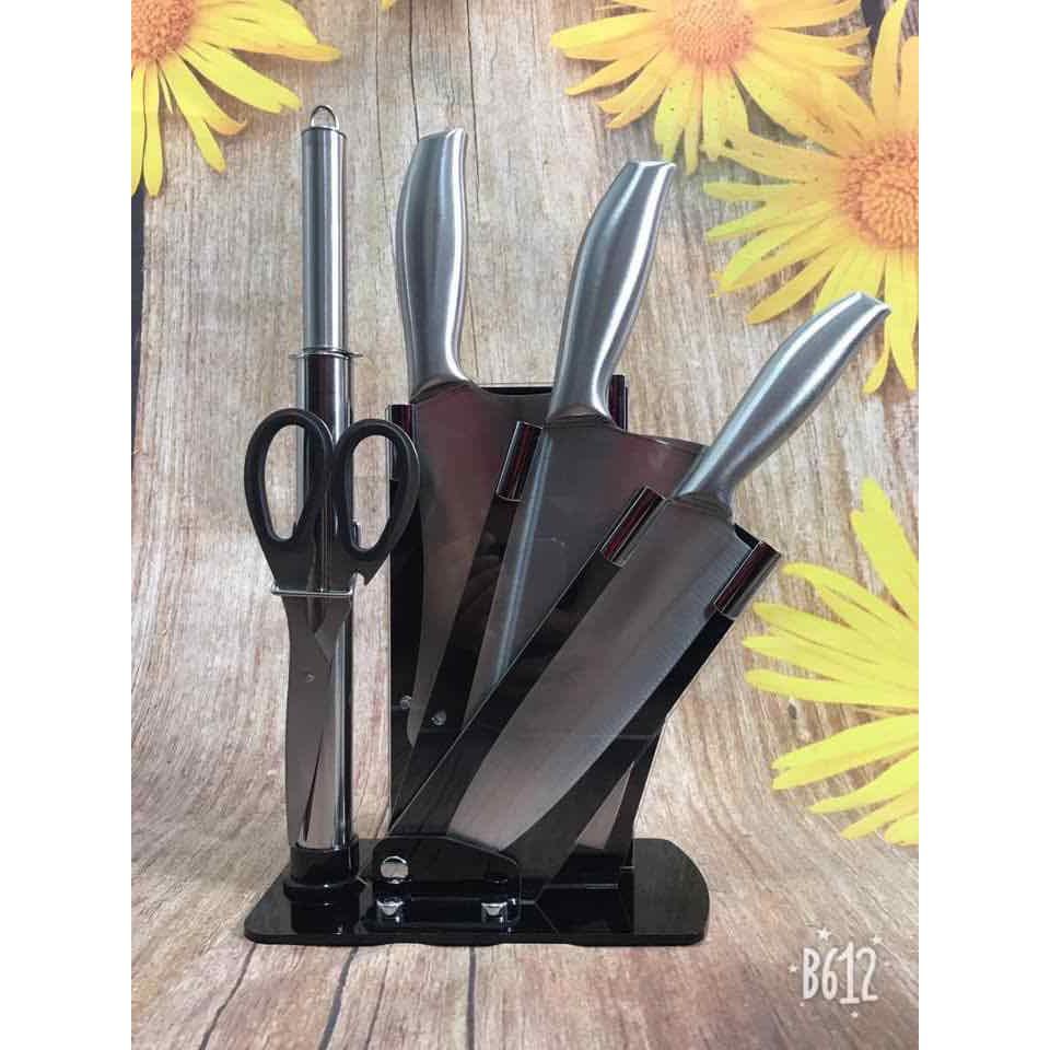 BỘ DAO NHẬT INOX 6 MÓN CAO CẤP KÈM KHAY ĐỰNG