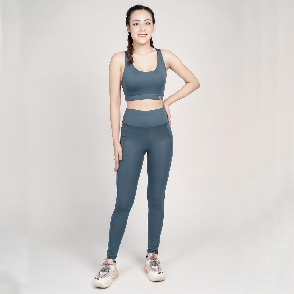 Bộ đồ tập yoga gym aerobic nữ chuyên nghiệp áo bra 2 lớp phối legging nâng mông tôn dáng