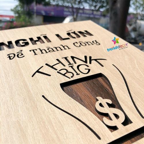 Tranh Slogan Động Lực Tranh Gỗ Treo Tường &quot;Nghĩ lớn để thành công&quot; mẫu bán chạy