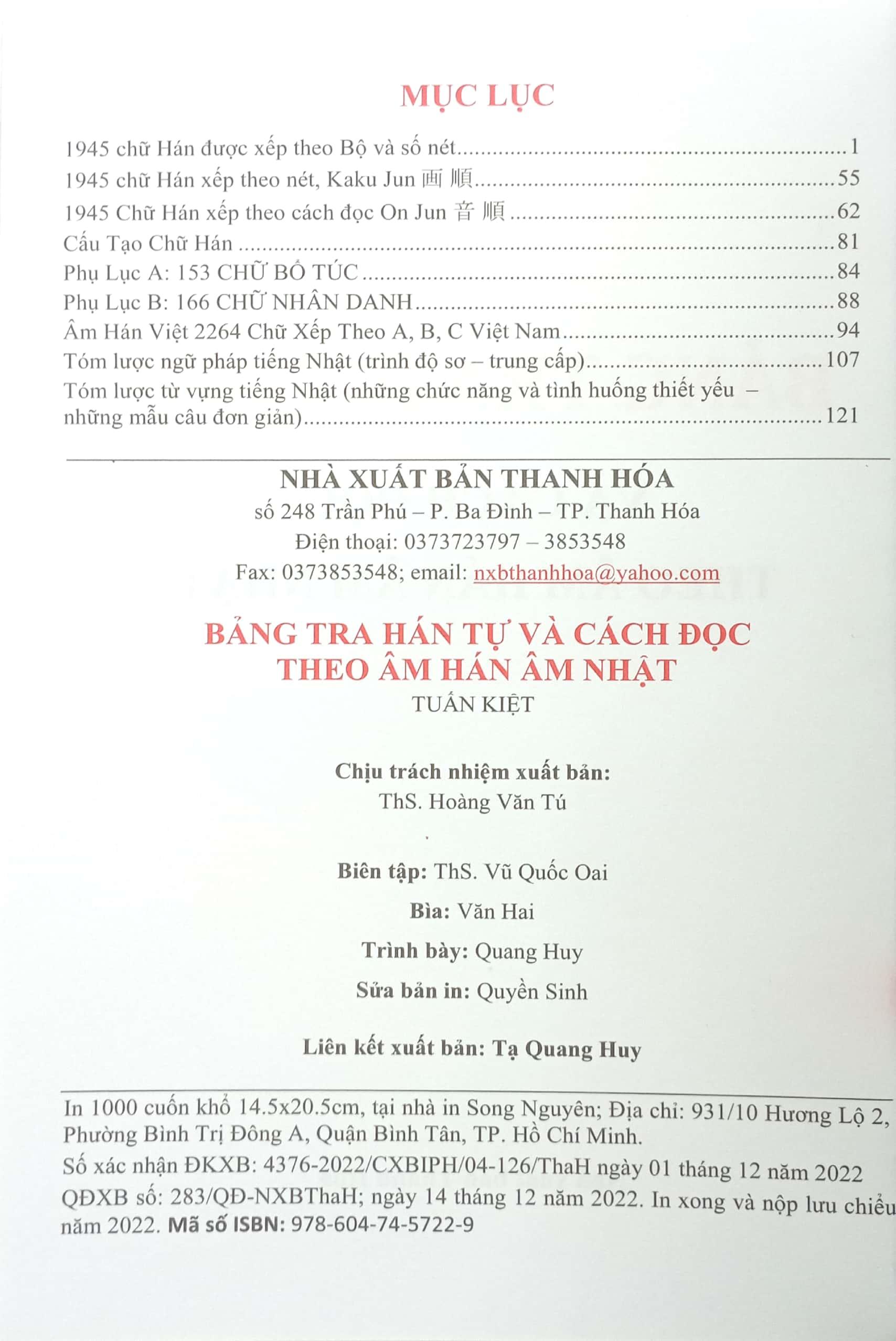 Bảng Tra Hán Tự Và Cách Đọc Theo Âm Hán-Âm Nhật