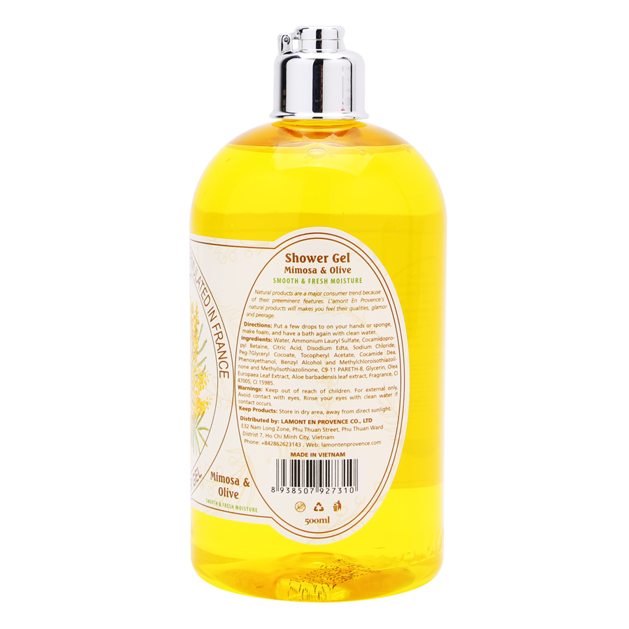 Combo Sữa Tắm L'amont En Provence Mimosa Shower Gel (Hương Dâu) +  Strawberry Shower Gel (Hương hoa Mimosa) 500ml/chai