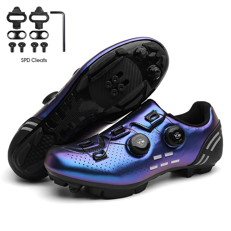 2023 MTB Cycling Sneaker With Cleats Men Sports Sport Speed Bike Giày xe đạp Phụ nữ đua trên đường spd đường đua xe đạp Color: cleats MTB green Shoe Size: 36
