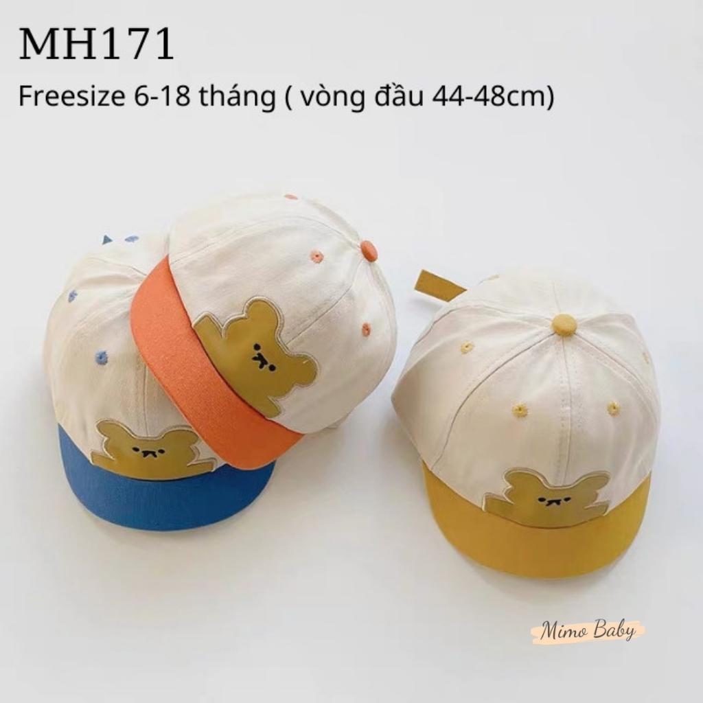 Mũ nón lưỡi trai vành ngắn hình chú gấu đáng yêu cho bé MH171 Mimo Baby