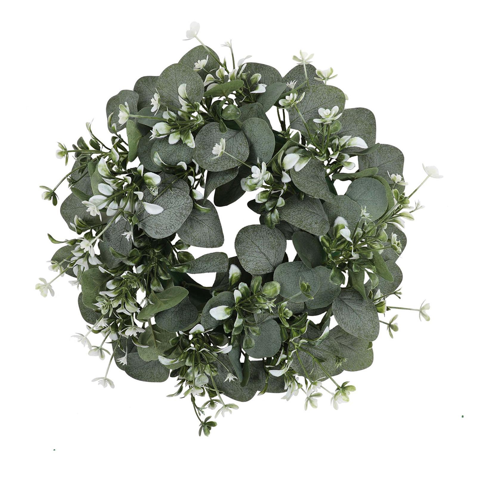 Artificial Wreath Large Green Leaf Wreath Garland Decoration Durable Front Door Eucalyptus Wreath for Garden Patio