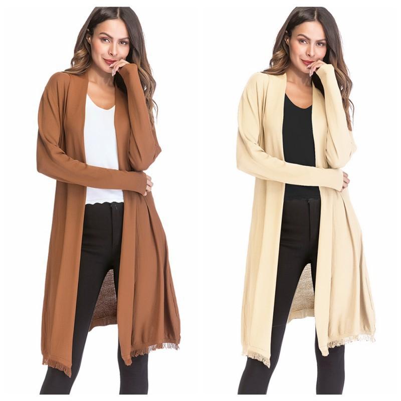 Áo khoác cardigan nữ dài tay màu trơn thời trang
