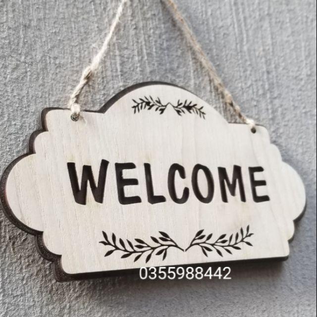 Bảng gỗ Welcome trang trí