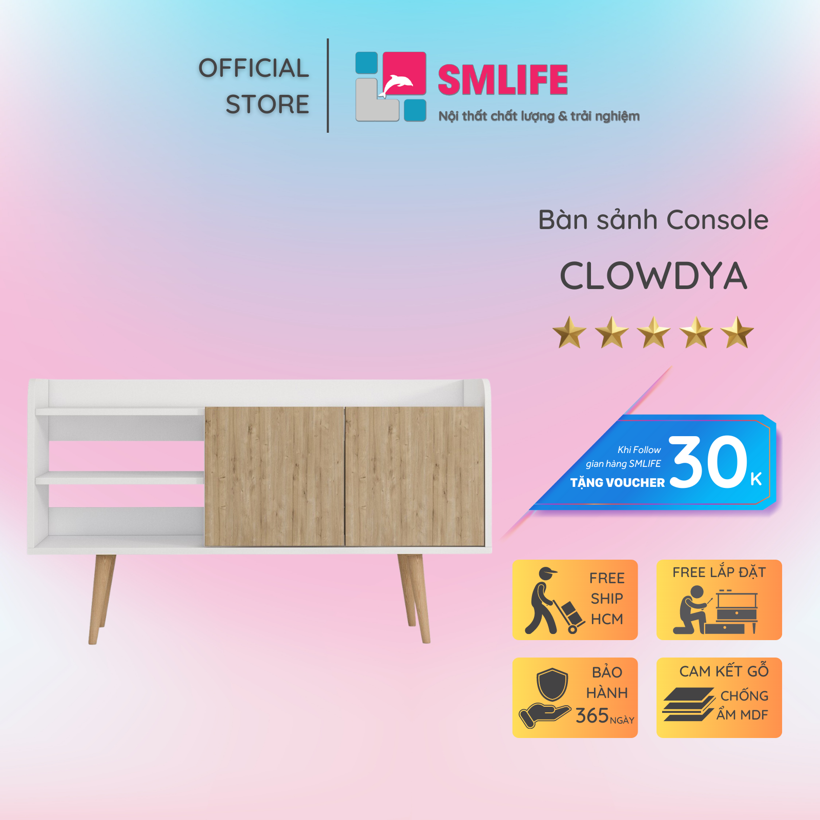 Bàn sảnh ra vào gỗ hiện đại SMLIFE Clowdya