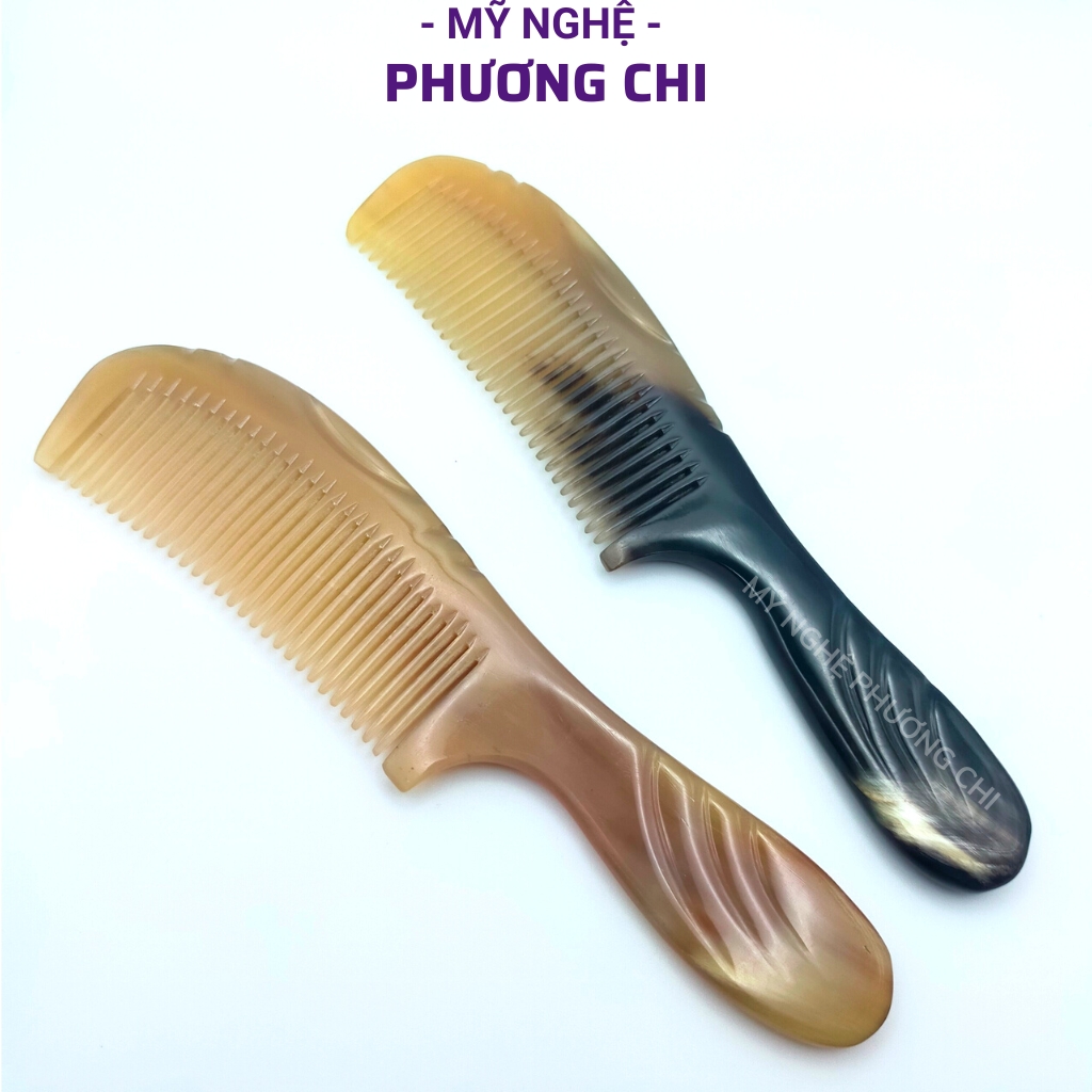 Lược sừng chuôi khía trắng nưa dài 17cm, lược chải tóc gỡ rối massage đầu | Mỹ Nghệ Phương Chi