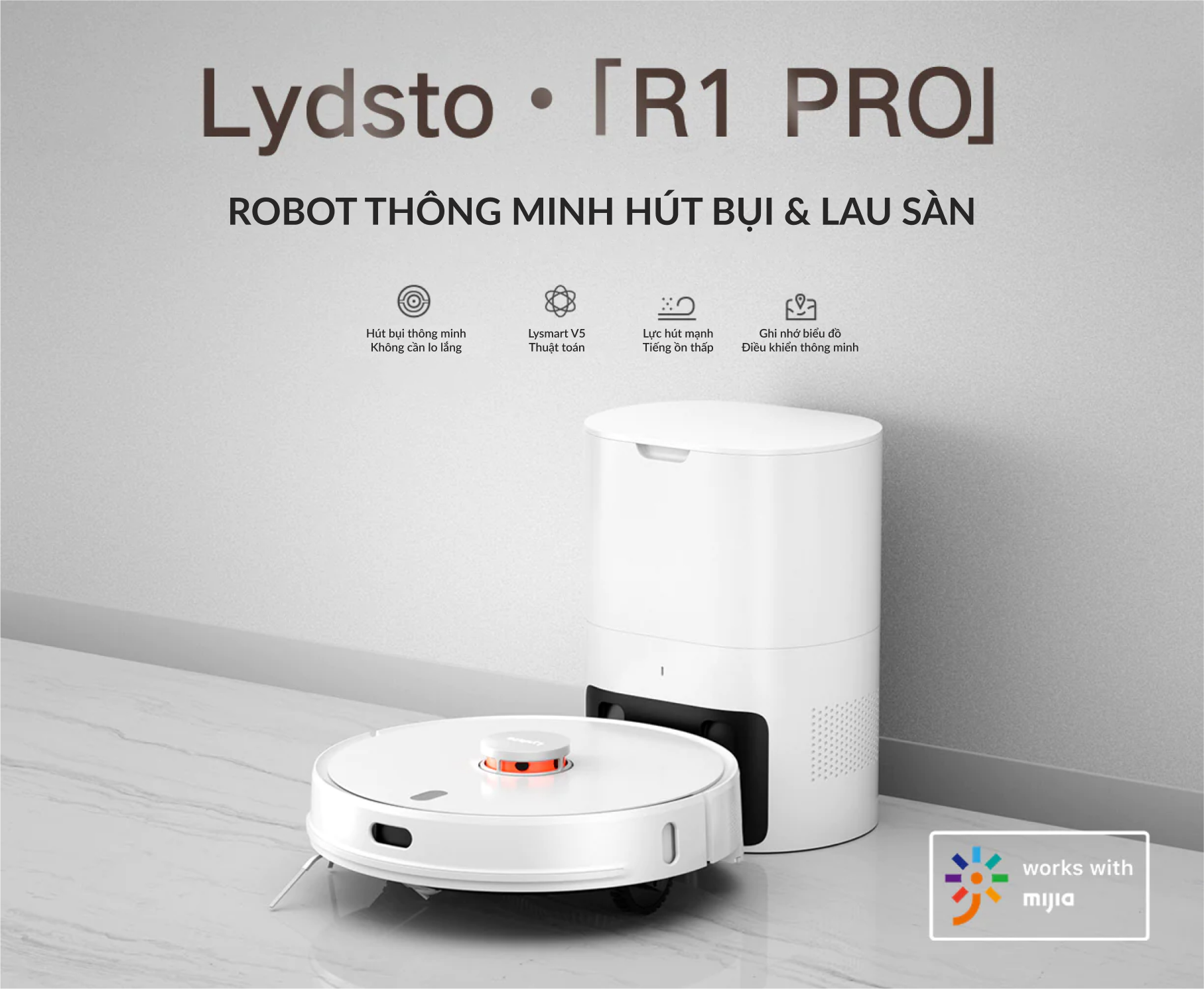 Robot hút bụi Lydsto R1 PRO thông minh có định vị bằng hệ thống cảm biến LDS - Hàng chính hãng