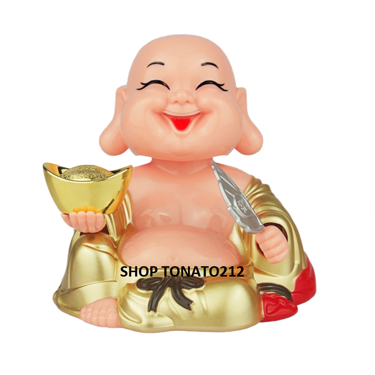 PHẬT DI LẶC NĂNG LƯỢNG MẶT TRỜI NGỒI CẦM QUẠT 23088 CAO 9CM