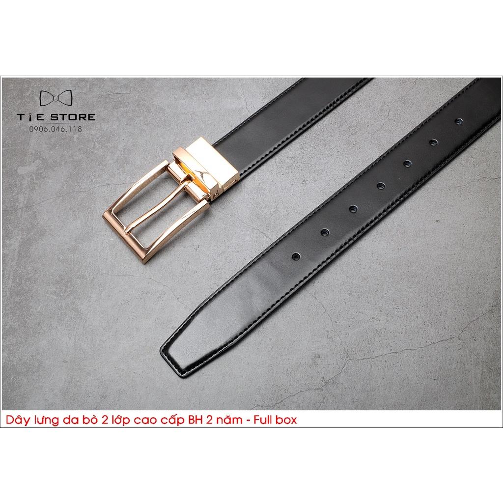 Thắt Lưng Nam Da bò 2 lớp, dây lưng công sở cao cấp BH 2 năm Full box - Khóa kim